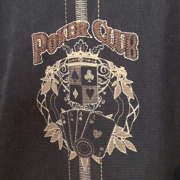 [Havanera] Black Button Down Pocker Print Men’s Shirt Boy’s Night Game Night L - Picture 4 of 9